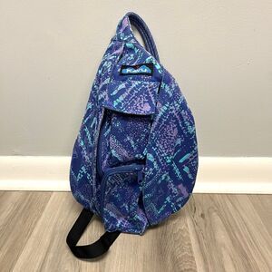 Kavu Blue and Purple Ocean Overlay Patterned Sling Backpack